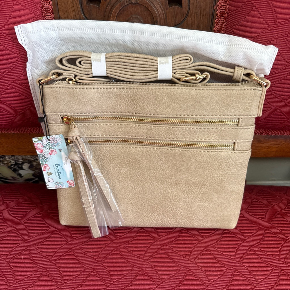 Brentano Almond Beige Crossbody Bag with Adjustable Strap